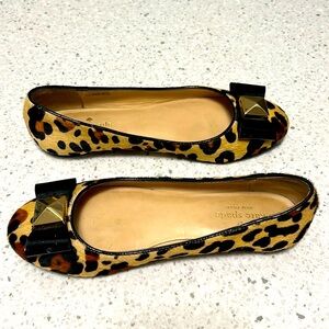 Late Spade Leopard Print Bow Flats Size 7